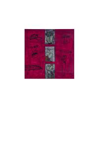 tela con applicazione metallica 50x50 pennarello